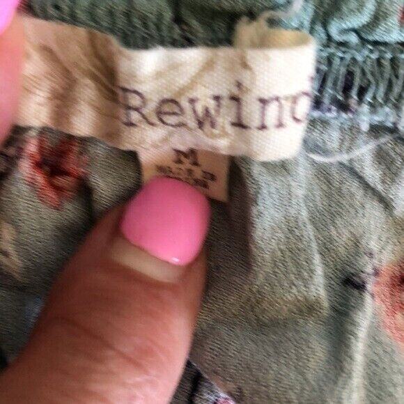 Rewind Off The Shoulder Blue Floral Peasant top button tie front Size Medium - Picture 3 of 6